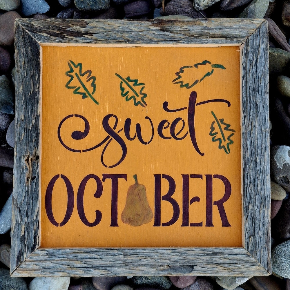 Fall Sweet October Rustic Signs Painted Crafted Harvest Pumpkin Shelf Sitters - Picture 4 of 9